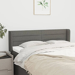 Maison Chic Tête de lit scandinave avec oreilles,meuble de chambre Gris foncé 147x16x78/88 cm Tissu -MN64916