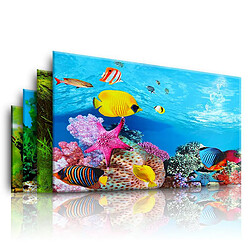 Affiche De Fond D'aquarium En PVC Océanique Paysage De Décoration De Réservoir De Poissons 30x52cm pas cher