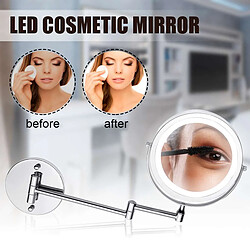 Universal Miroir de maquillage 7''avec lumière LED 5x agrandissement télescopique 2 murs de salle de bains miroir de maquillage