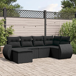 Maison Chic Salon de jardin 6 pcs avec coussins | Ensemble de Table et chaises | Mobilier d'Extérieur noir résine tressée -GKD13559