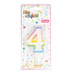 Paris Prix Bougie d'Anniversaire Chiffre 4 7cm Multicolore