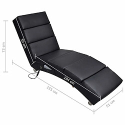 Maison Chic Chaise longue de massage| Bain de soleil Relax | Transat Noir Similicuir -GKD75096 pas cher