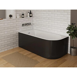 Vente-Unique Baignoire d'angle - 240L - 170 x 75 x 58 cm - Noir brillant - Angle gauche - ANIKA