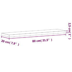 vidaXL Étagère murale 80x20x2,5 cm bois massif de hêtre pas cher