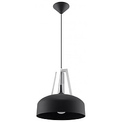 Luminaire Center Suspension CASCO acier/bois/plastique noir/blanc 1 ampoule