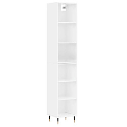 vidaXL Buffet haut Blanc brillant 34,5x32,5x180 cm Bois d'ingénierie