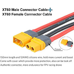 Acheter 2 Paires XT60 Connecteur Mâle Femelle avec Connecteur de Boîtier de Gaine avec Câble Silicone 150mm 12AWG pour Batterie de Drone Lipo