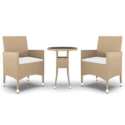 Maison Chic Mobilier à dîner 3 pcs de jardin - Ensemble table et chaises d'extérieur - Salon/Mobilier de jardin classique Résine tressée Beige -MN22029