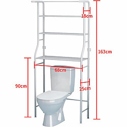 Avis Nyana Etagère WC salle de bain 3 étagères 1 patère supérieure 166x65x25cm Blanc