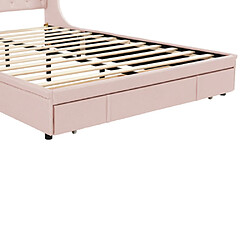 Acheter ComfortXL Lit Double 140 X 200 Cm Avec Sommier à Lattes, Dossier Et Grands Tiroirs, Rose