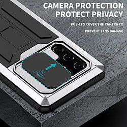 Coque en TPU R-JUST anti-poussière avec béquille et glissière pour appareil photo argent pour votre Samsung Galaxy S22 Ultra 5G