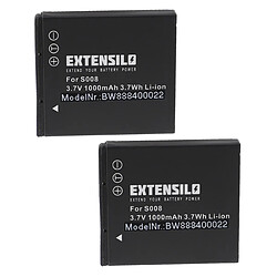 Vhbw EXTENSILO 2x Batteries compatible avec Panasonic Lumix DMC-FX30, DMC-FS3, DMC-FS5, DMC-FS20 appareil photo, reflex numérique (1000mAh, 3,7V, Li-ion)