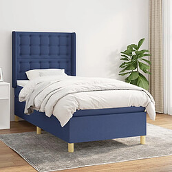 Maison Chic Lit adulte- Lit + matelas,Sommier à lattes de lit avec matelas Bleu 90x190 cm Tissu -GKD58681