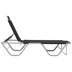 Helloshop26 Transat chaise longue bain de soleil lit de jardin terrasse meuble d'extérieur aluminium et textilène noir 02_0012254