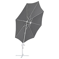 Acheter Beliani Parasol en porte-à-faux gris foncé et blanc d 2,95 m SAVONA II