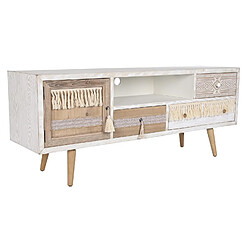 Acheter Pegane Meuble TV en bois de sapin coloris blanc, naturel - Longueur 150 x Profondeur 40 x hauteur 60 cm