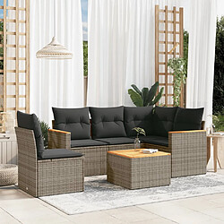 vidaXL Salon de jardin 6 pcs avec coussins gris résine tressée