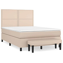 vidaXL Sommier à lattes de lit avec matelas Cappuccino 140x200 cm