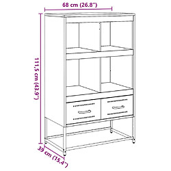 vidaXL Buffet haut blanc 68x39x111,5 cm acier pas cher