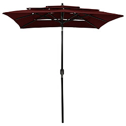 ComfortXL Parasol à 3 Niveaux Avec Mât En Aluminium Bordeaux 2x2 M