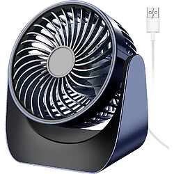 Ventilateur Usb Silencieux, Petit Ventilateur De Table Portable Puissant à Rotation De 360 Degrés Pour Le Camping De Voiture De Chambre à Coucher En Plein Air (Bleu Marine)