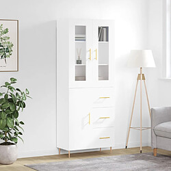 vidaXL Buffet haut Blanc 69,5x34x180 cm Bois d'ingénierie