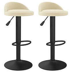 vidaXL Tabourets de bar lot de 2 crème velours