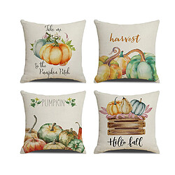 P45 4PCS 45 * 45cm Tradungiving Pumpkin Pattern Taie d'oreiller en lin imprimé Coussin de coussin de maison Décoration de l'ameublement