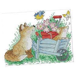 Chien Butterlfy Stamped Cross Stitch Kit Needlework Craft 11CT pas cher