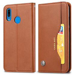 Wewoo Housse Coque Étui en cuir à rabat horizontal avec texture pour la peau Galaxy A20eavec cadre photoporte-cartesemplacements cartes et porte-monnaie Marron