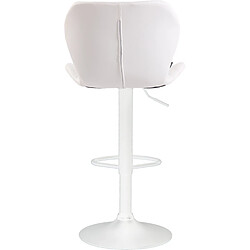 Decoshop26 Tabouret de bar x1 avec coutures décoratives en forme de losanges en PVC blanc et métal blanc 10_0004654 pas cher