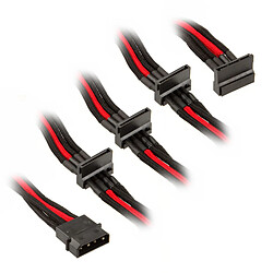 SilverStone 4 pôles Molex à 4x SATA, 300mm - noir/rouge