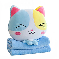 Universal 3 en 1 douce peluche animal coussin jouet mignon dessin animé bureau sieste oreiller bébé dormir flanelle air conditionné couverture | peluche animal (bleu)