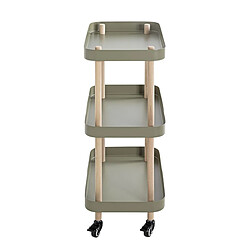 Acheter Pegane Chariot de service, desserte en bois coloris naturel et métal vert -longueur 50 x profondeur 30 x hauteur 76 cm