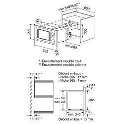 Micro-ondes gril encastrable 20l 900w inox - GMI203IX-1 - GLEM