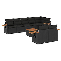 Maison Chic Salon de jardin 9 pcs avec coussins | Ensemble de Table et chaises | Mobilier d'Extérieur noir résine tressée -GKD50901