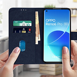 Avizar Étui pour Oppo Reno 6 Pro 5G Clapet Portefeuille Support Vidéo Bleu Nuit