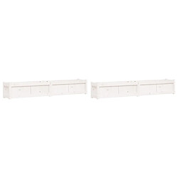 vidaXL Jardinières 2 pcs blanc bois de pin massif