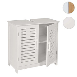 Mendler Meuble sous-lavabo HWC-B41, armoire basse de salle de bain avec compartiment de rangement, bambou MDF 60x60x30cm MVG ~ blanc