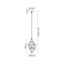 Luminaire Center Suspension 1 ampoule Or peint,Noir sablé