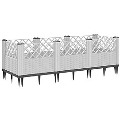 Acheter vidaXL Jardinière avec piquets blanc 123,5x43,5x43,5 cm PP