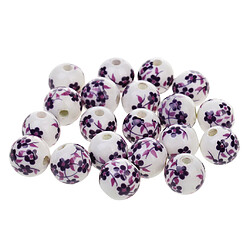 Avis 20pcs Fleur Porcelaine Céramique Espacement Lâche Perles Charmes Conclusions Violet