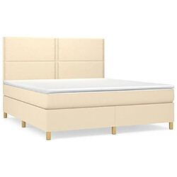 vidaXL Sommier à lattes de lit avec matelas Crème 160x200 cm Tissu