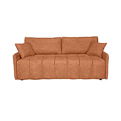 Mes Canapé 3 places convertible en tissu doux terracotta - RIZDA