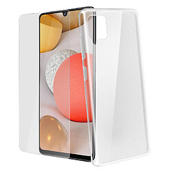 Avizar Coque Samsung Galaxy A42 5G Souple et Film Verre Trempé Dureté 9H transparent