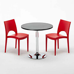 Avis Grand Soleil Table Ronde Noir et 2 Chaises Colorées P