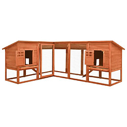 Helloshop26 Clapier d'extérieur avec piste 250 x 192 x 105 cm bois de sapin solide marron 02_0000596