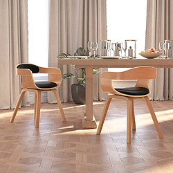 Maison Chic Lot de 2 Chaises à manger,Chaise pour cuisine,Solide Structure noir bois courbé et similicuir -MN90138