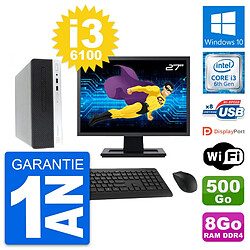 PC HP ProDesk 400 G4 SFF Ecran 27" i3-6100 RAM 8Go Disque 500Go Windows 10 Wifi - Occasion