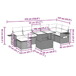 vidaXL Salon de jardin 8 pcs avec coussins gris résine tressée pas cher